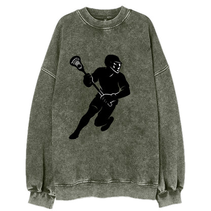 Lacrosse player cradling stick - Vintage Sweatshirt - Forest Mist(Green)