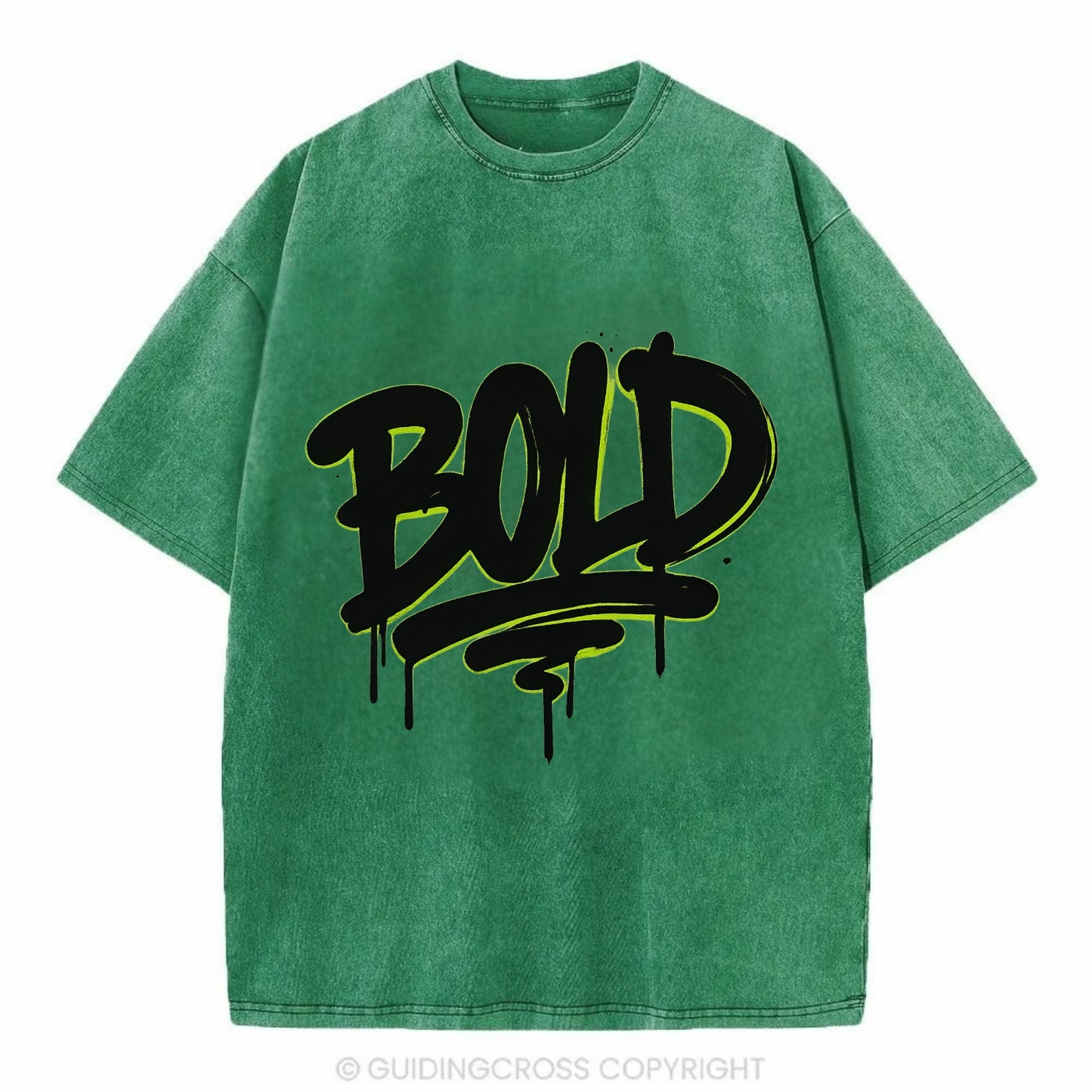 Bold typography design - "BOLD" - courageous, standing out - Vintage T-shirt - Forest Mist(Green)