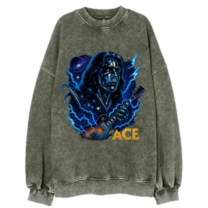 Cosmic Chrome Portrait - Vintage Sweatshirt - Forest Mist(Green)