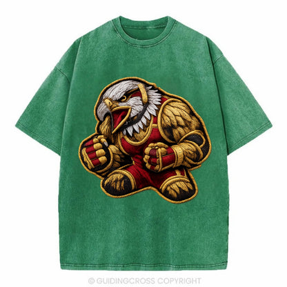 Embroidered patch design - WRESTLING EAGLE - fierce eagle with wrestling singlet - Vintage T-shirt - Forest Mist(Green)