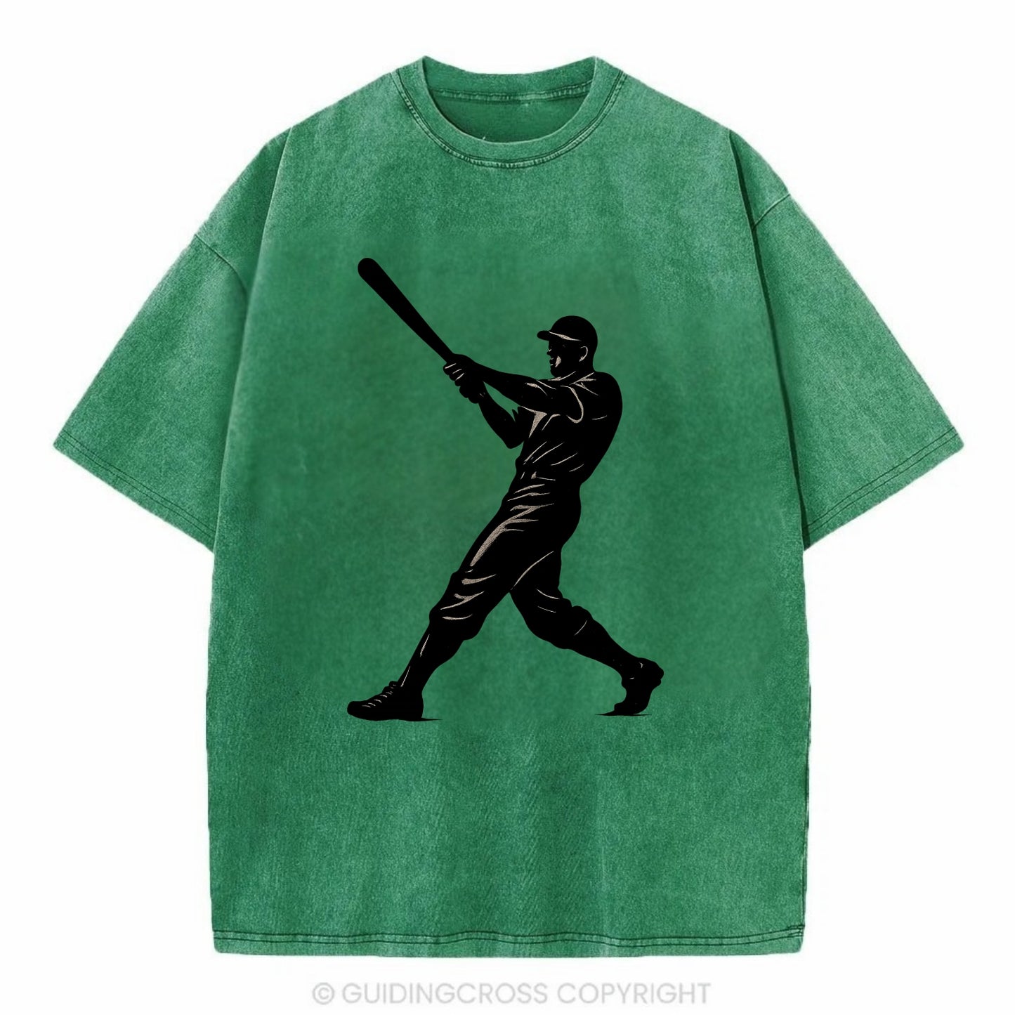 Baseball batter in full swing - Vintage T-shirt - Forest Mist(Green)