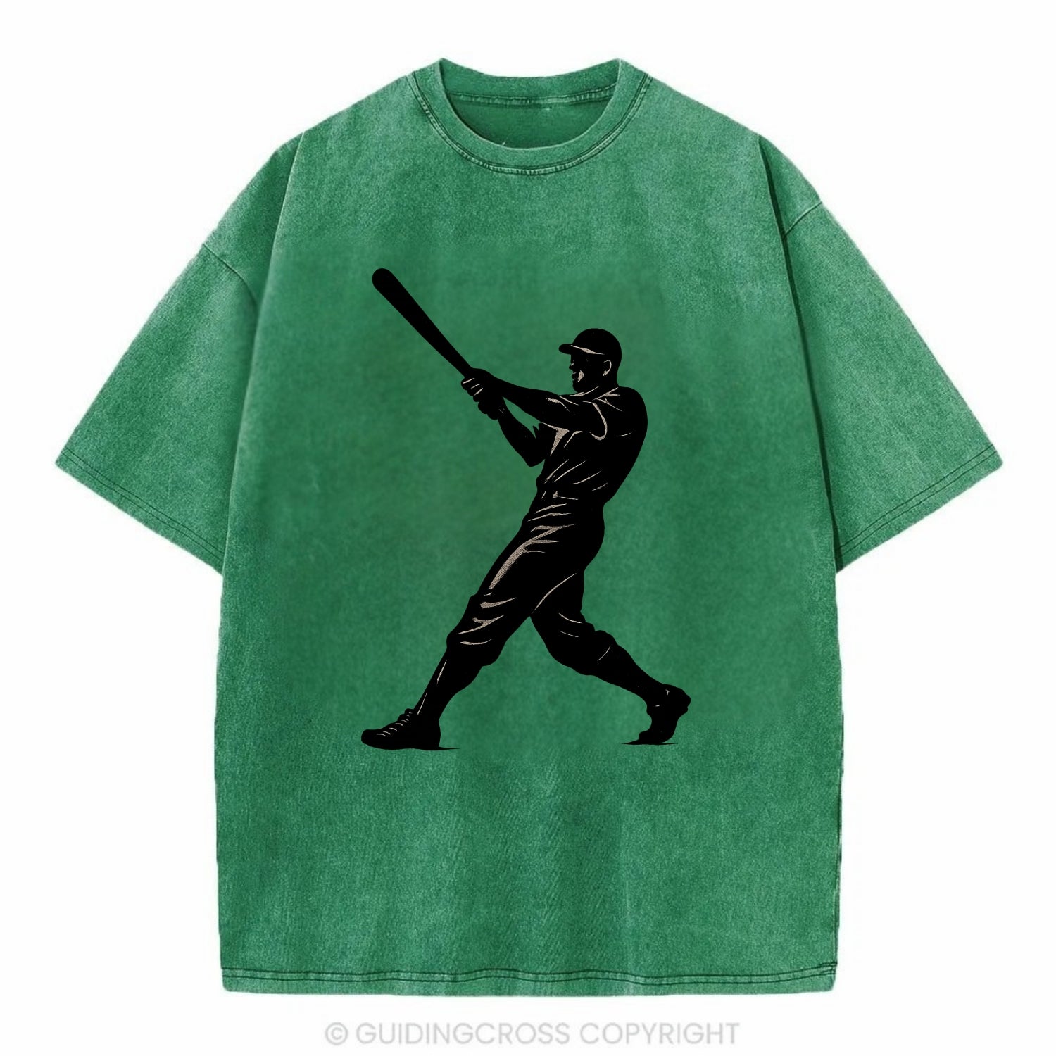 Baseball batter in full swing - Vintage T-shirt - Forest Mist(Green)
