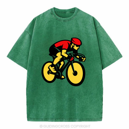Speed Demon Cyclist - Vintage T-shirt - Forest Mist(Green)