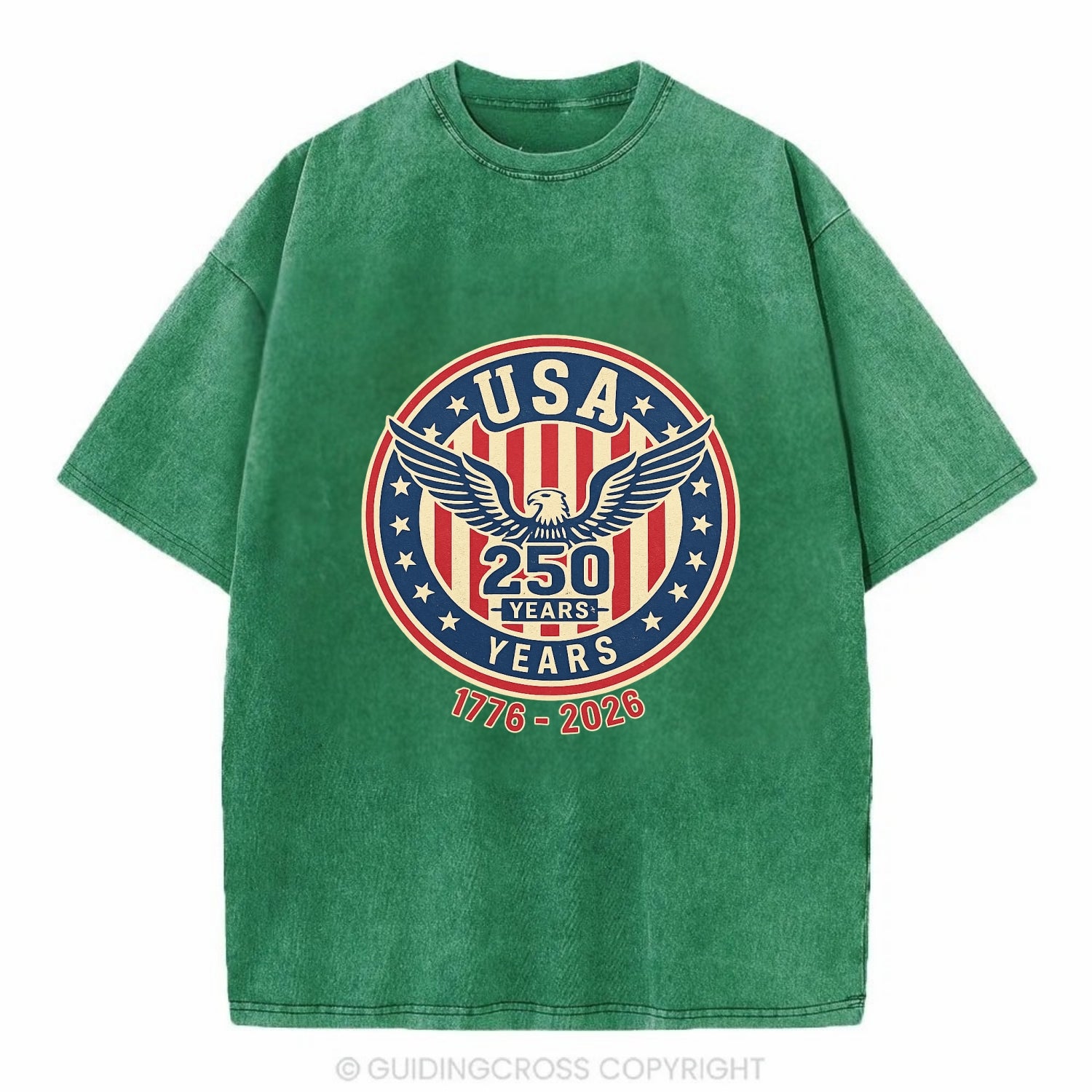 Usa 250 Years Eagle Seal - Vintage T-shirt - Forest Mist(Green)