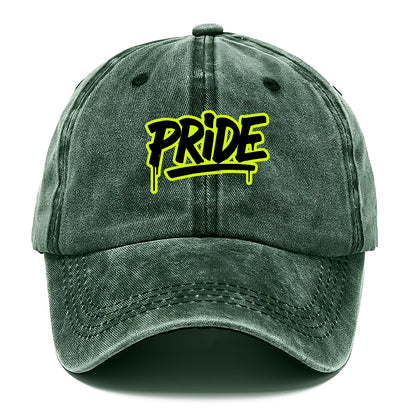 Bold typography design - "PRIDE" - dignified satisfaction, honor - Classic Cap - Forest Mist(Green)