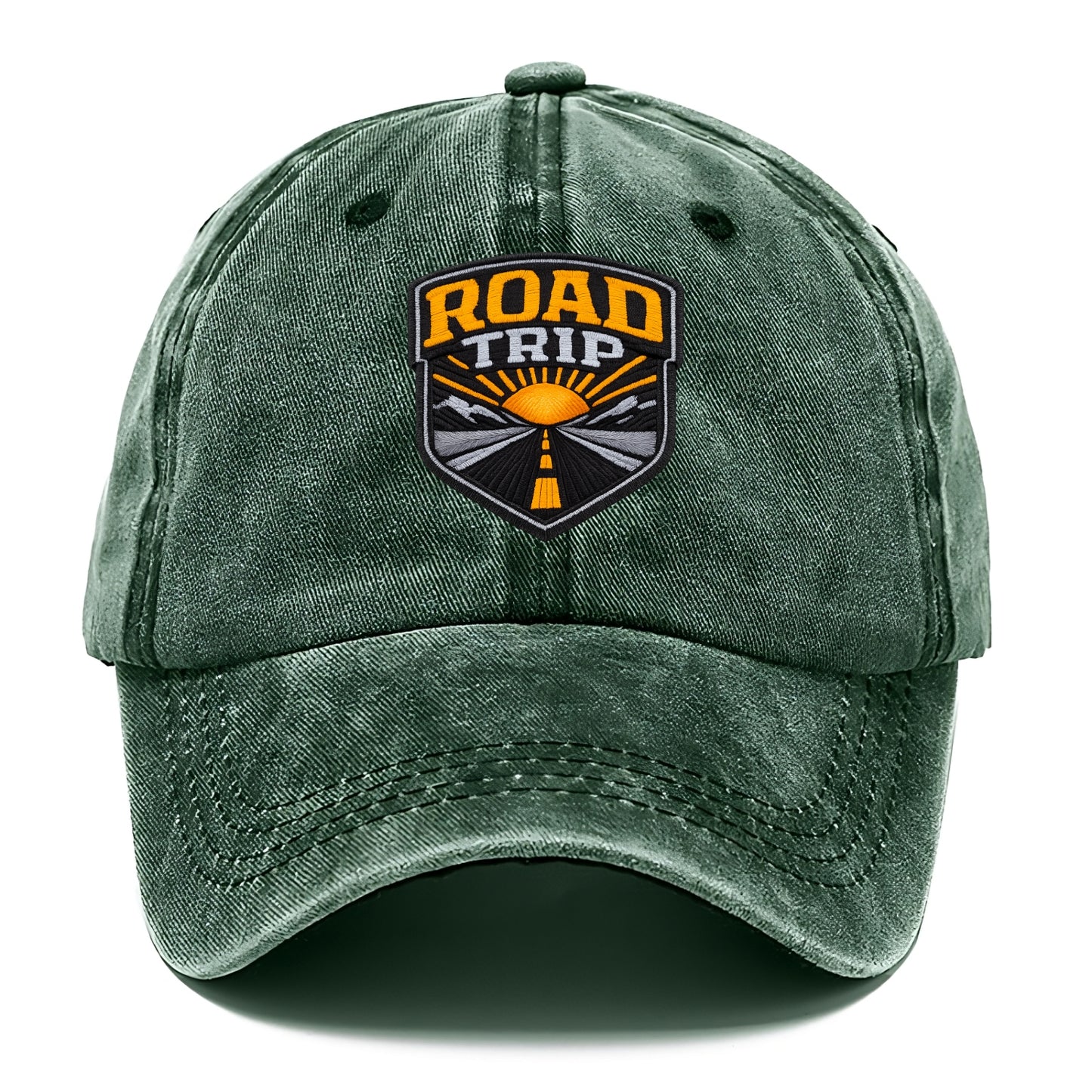 ROAD TRIP - highway and sun in orange and gray , open road - Classic Cap - Forest Mist(Green)