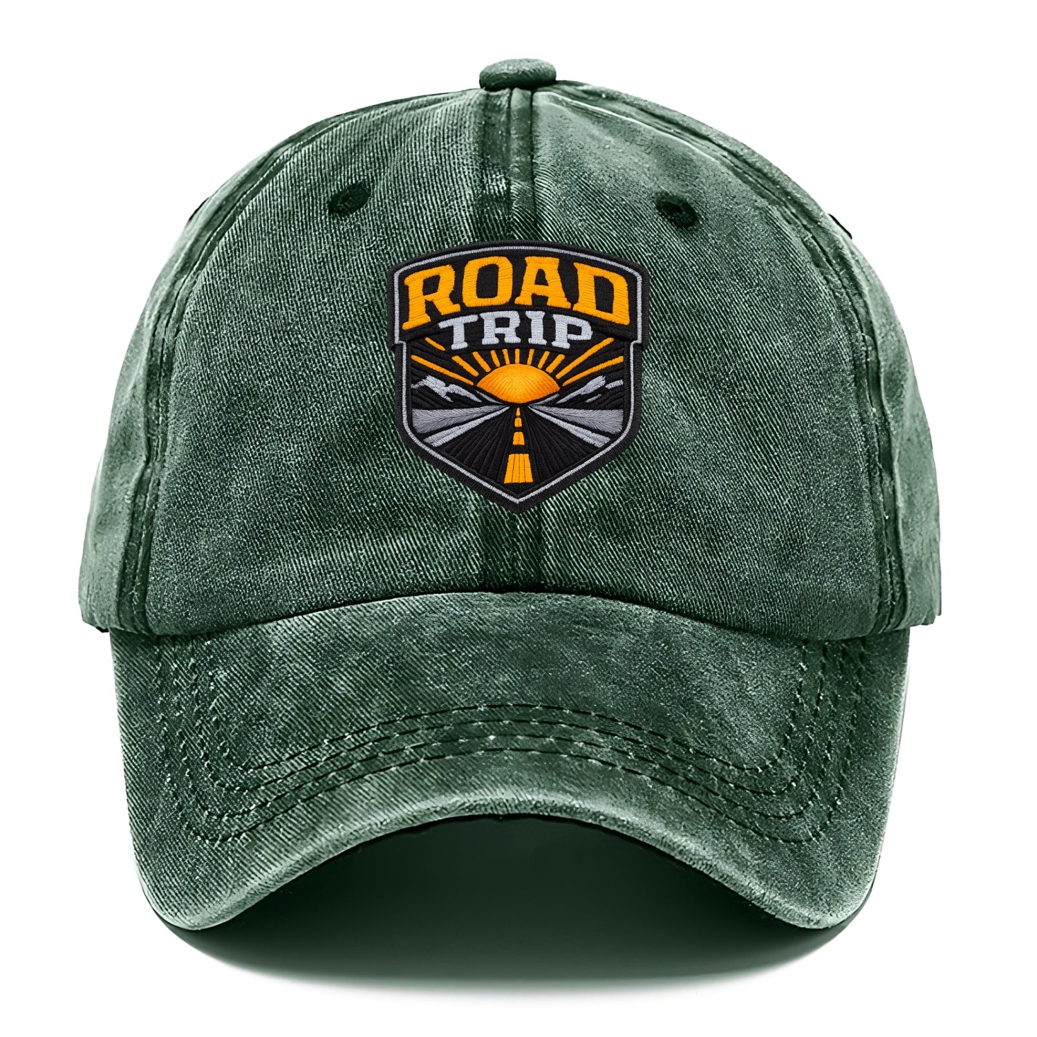 ROAD TRIP - highway and sun in orange and gray , open road - Classic Cap - Forest Mist(Green)