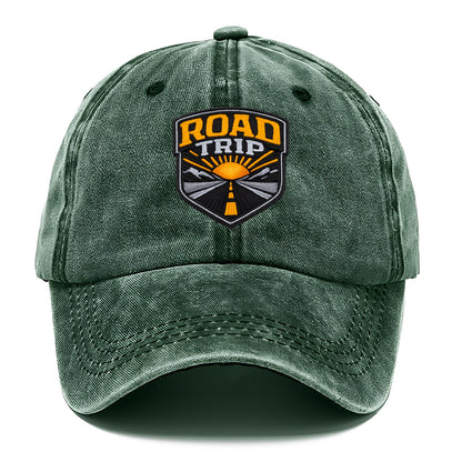 ROAD TRIP - highway and sun in orange and gray , open road - Classic Cap - Forest Mist(Green)
