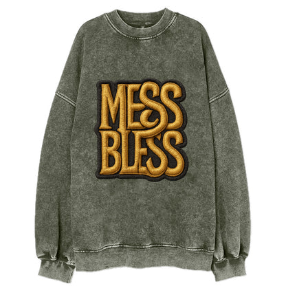 MESS;BLESS UP Gold Metallic Visor - Vintage Sweatshirt - Forest Mist(Green)