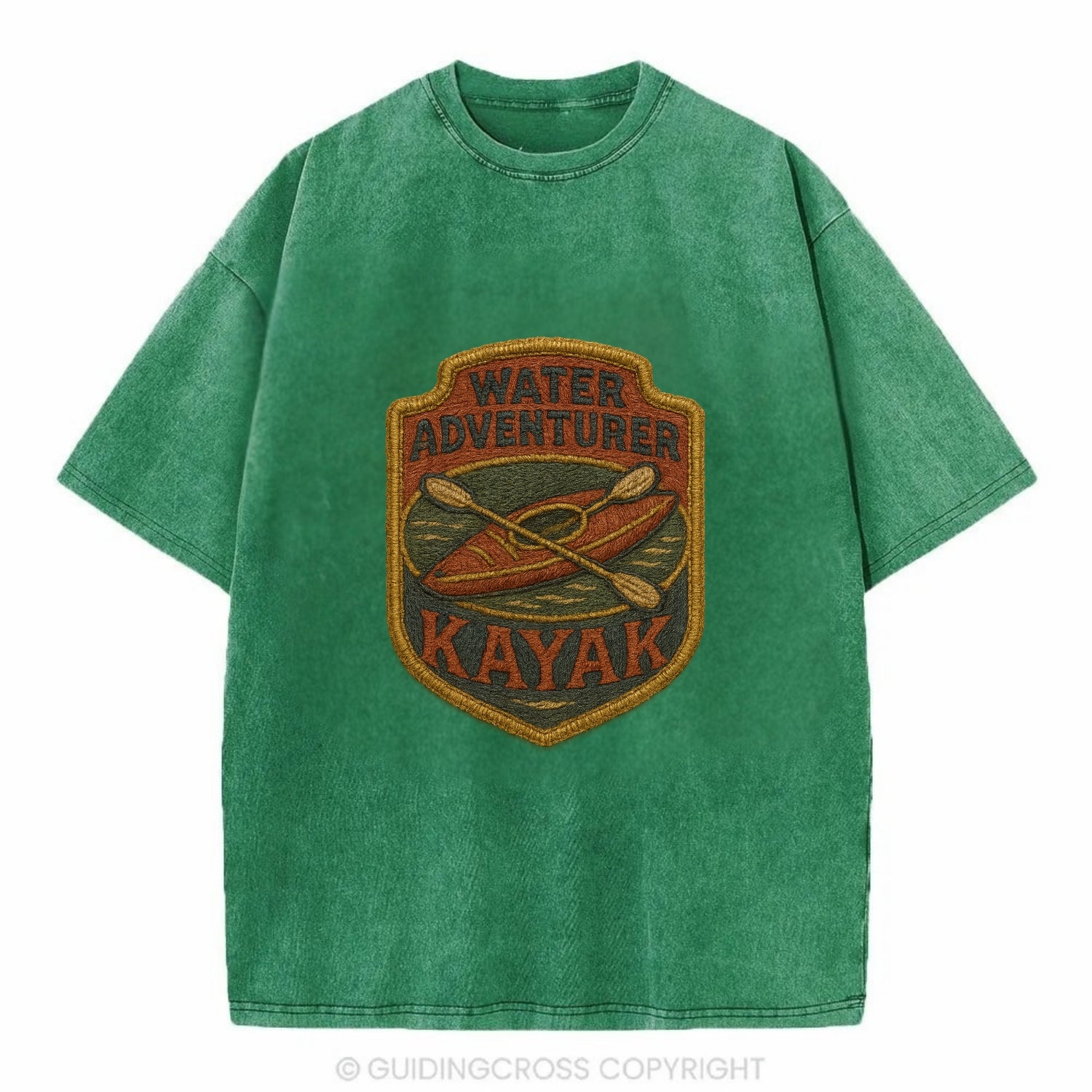 Kayak with paddle - water adventurer - Vintage T-shirt - Forest Mist(Green)