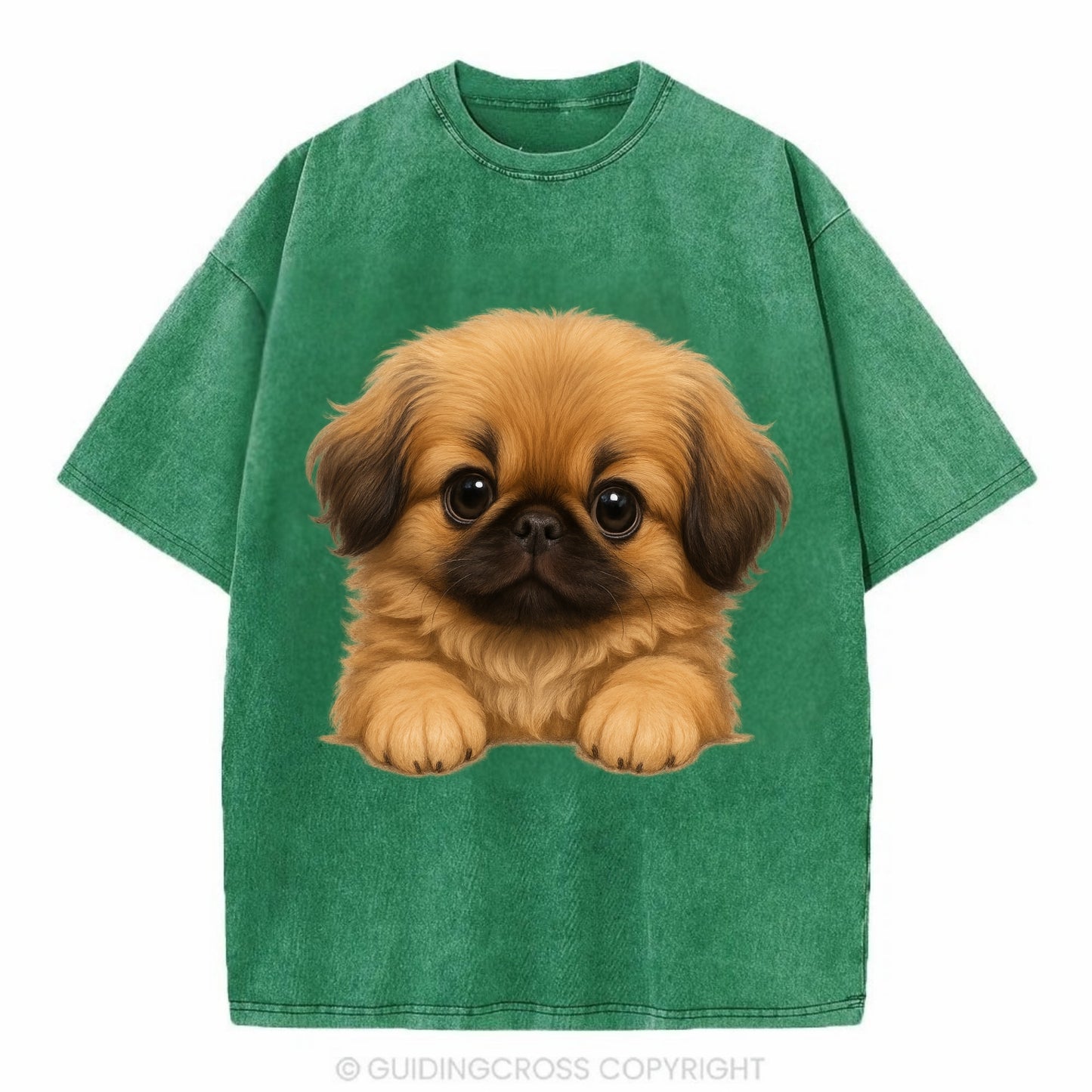 Pekingese  - Vintage T-shirt - Forest Mist(Green)
