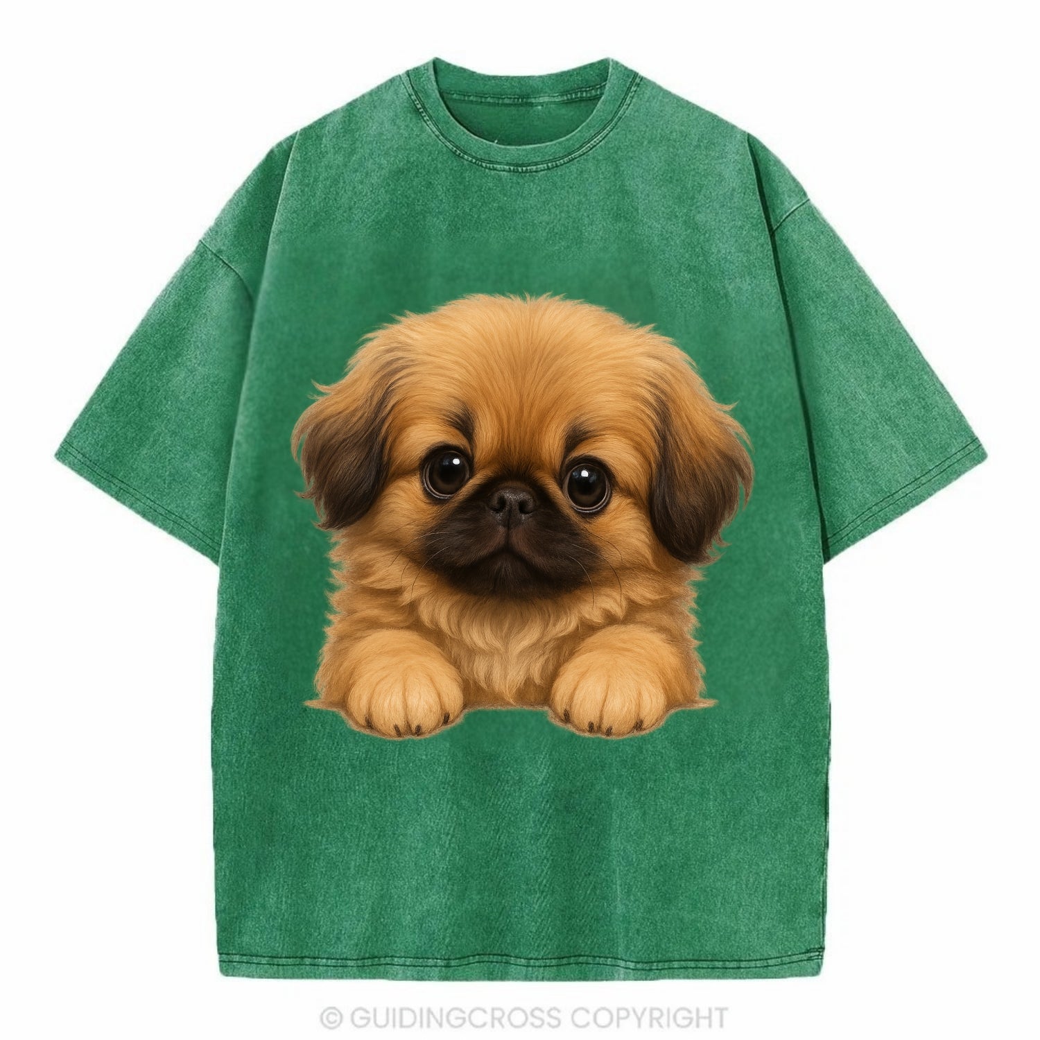 Pekingese  - Vintage T-shirt - Forest Mist(Green)