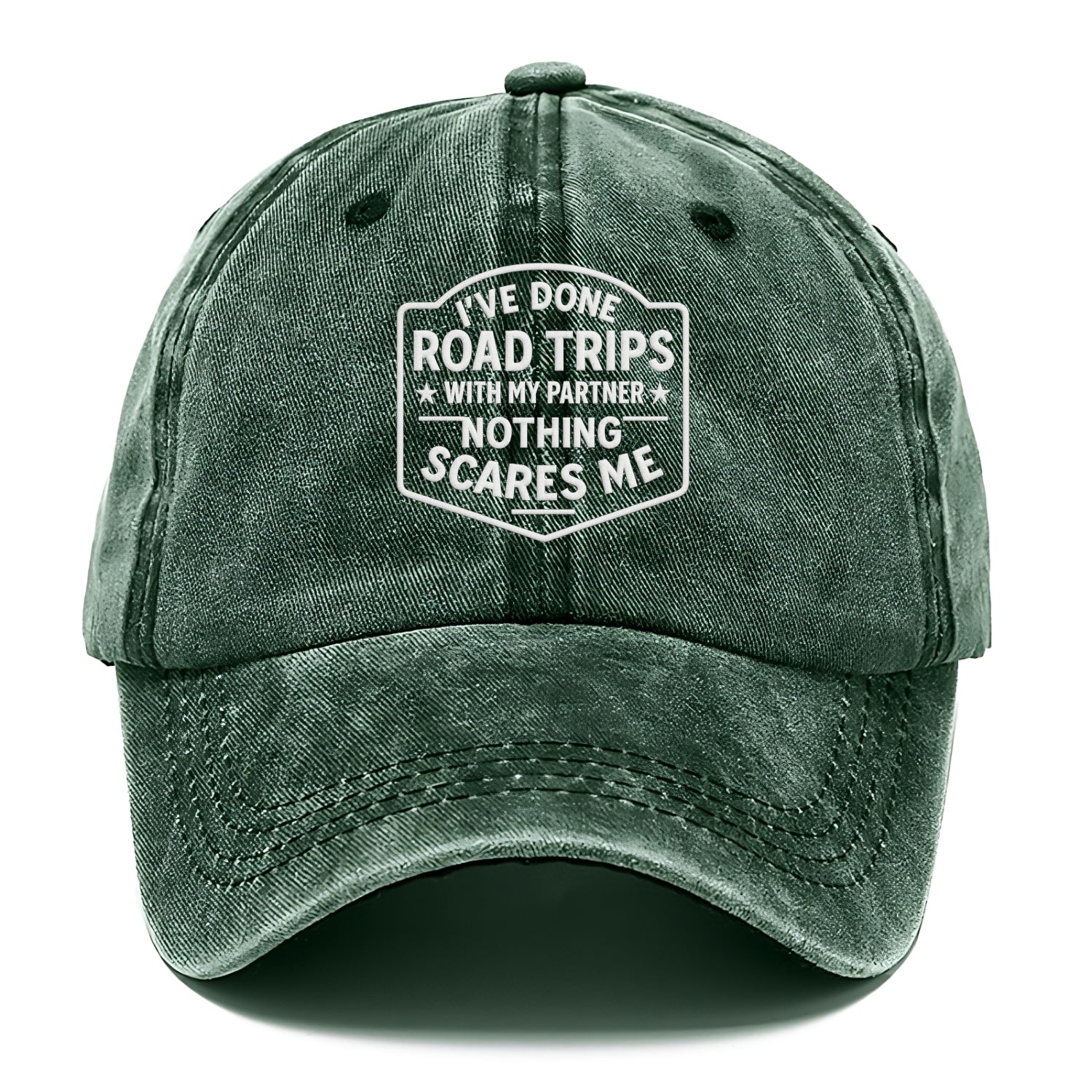 I've done road trips with my partner, nothing scares me - Classic Cap - Forest Mist(Green)