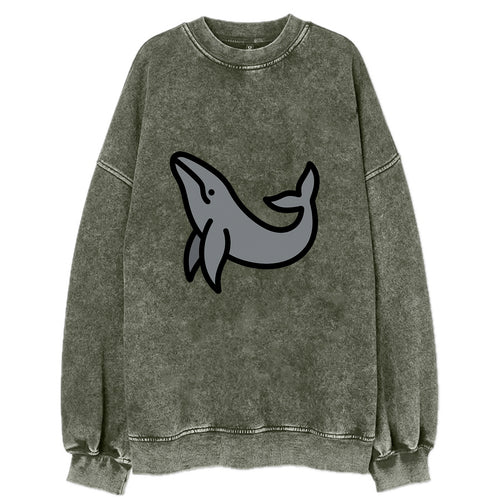 Humpback Whale - Gray breaching pose flat side profile - Vintage Sweatshirt