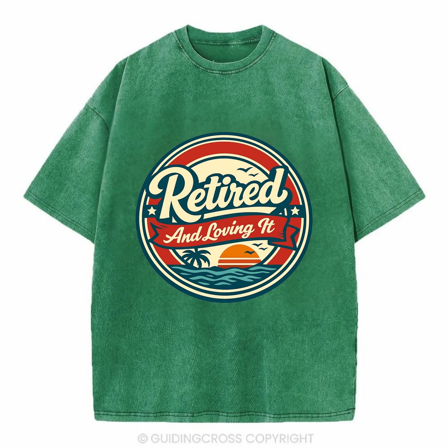 Carefree Retirement Emblem - Vintage T-shirt - Forest Mist(Green)