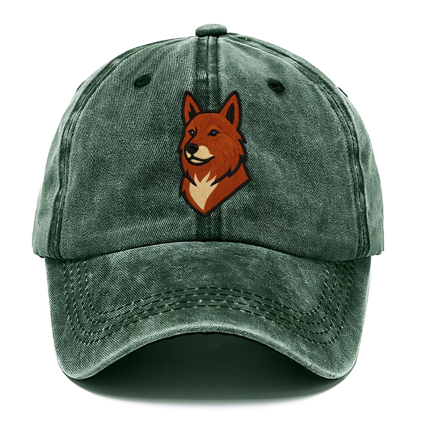 Finnish Spitz - Fox-red pointed ears embroidered pose - Classic Cap - Forest Mist(Green)