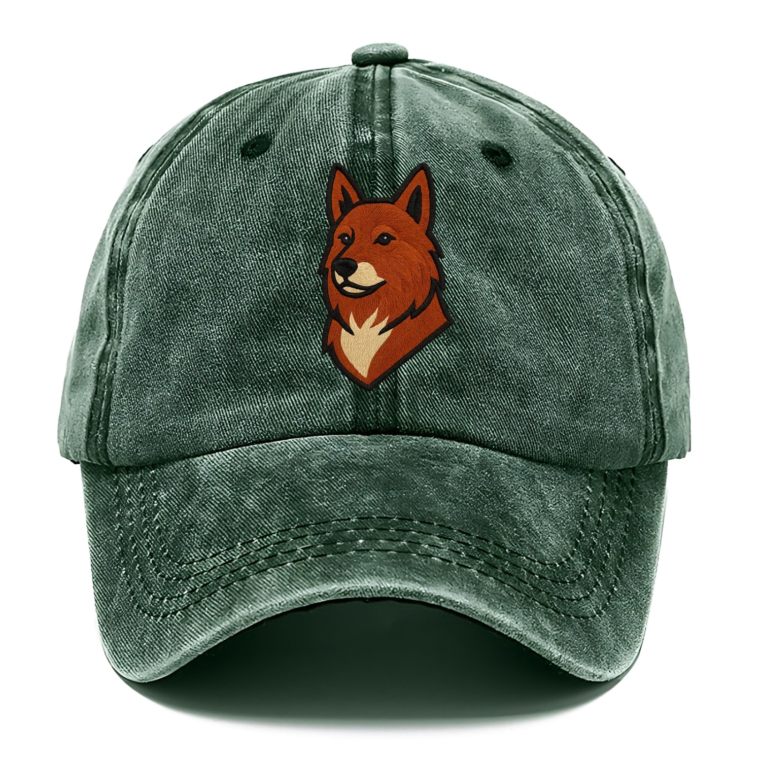 Finnish Spitz - Fox-red pointed ears embroidered pose - Classic Cap - Forest Mist(Green)