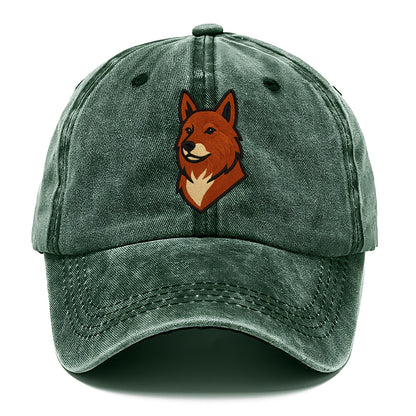 Finnish Spitz - Fox-red pointed ears embroidered pose - Classic Cap - Forest Mist(Green)