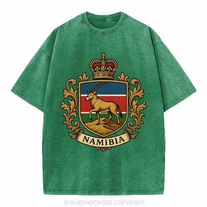 Namibia Heritage Badge  - Vintage T-shirt - Forest Mist(Green)