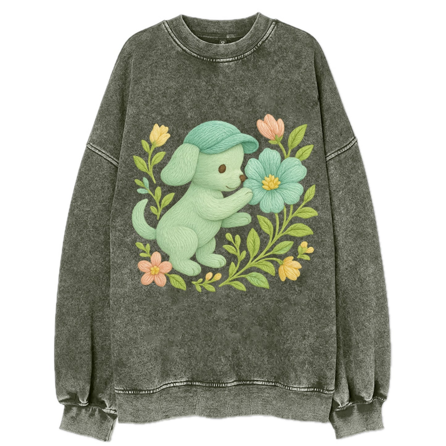 Mint Puppy - Vintage Sweatshirt - Forest Mist(Green)
