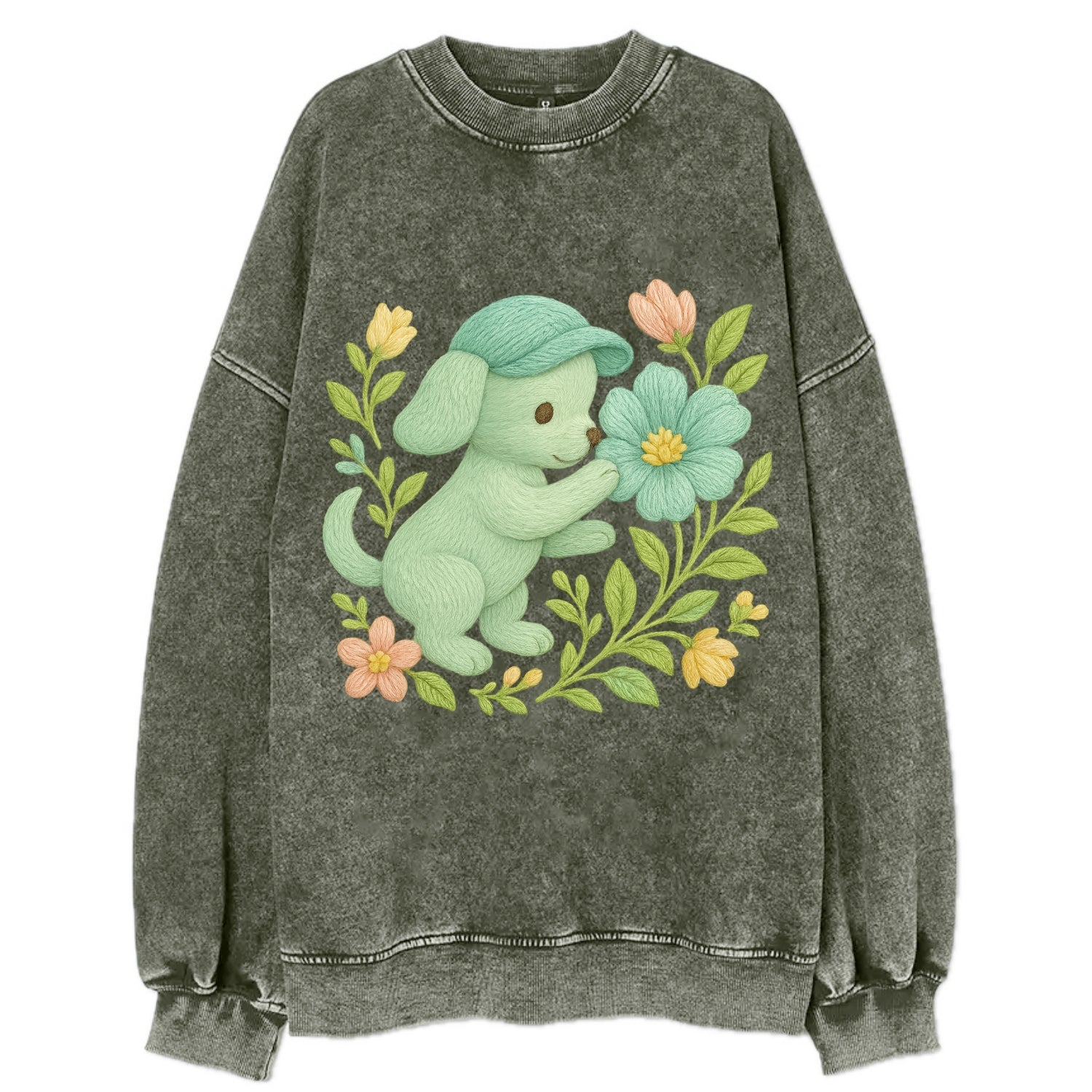Mint Puppy - Vintage Sweatshirt - Forest Mist(Green)