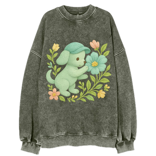 Mint Puppy - Vintage Sweatshirt - Forest Mist(Green)