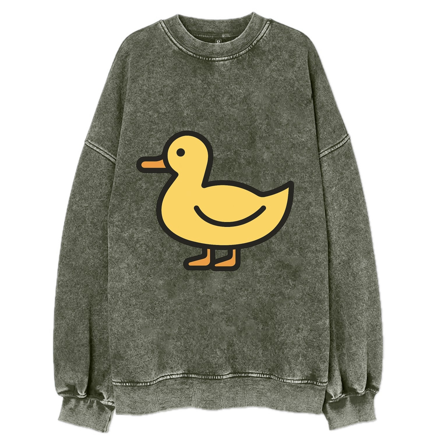 Duck - Yellow mallard flat side profile - Vintage Sweatshirt - Forest Mist(Green)