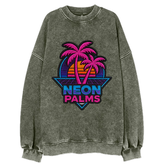 Neon Palms - Vintage Sweatshirt - Forest Mist(Green)