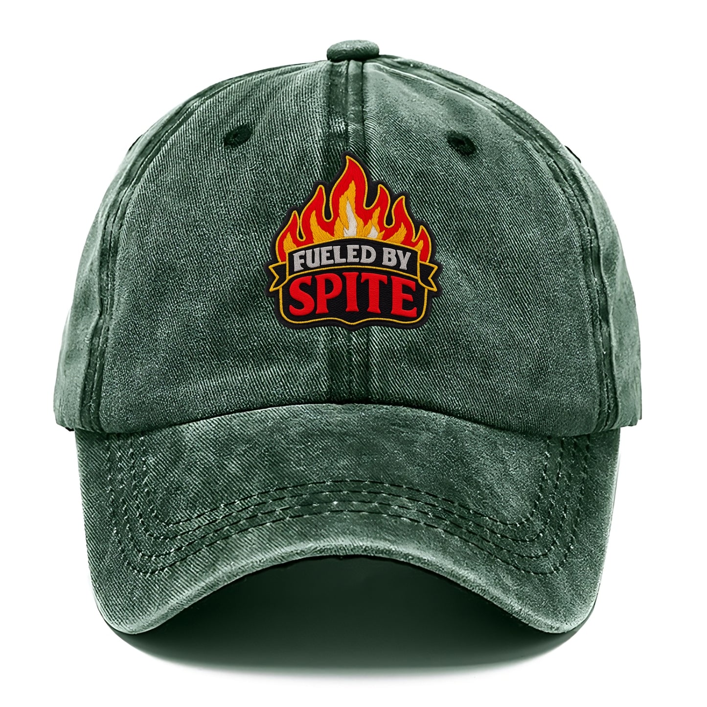 FUELED BY SPITE - fire with text in black and red , petty motivation - Classic Cap - Forest Mist(Green)