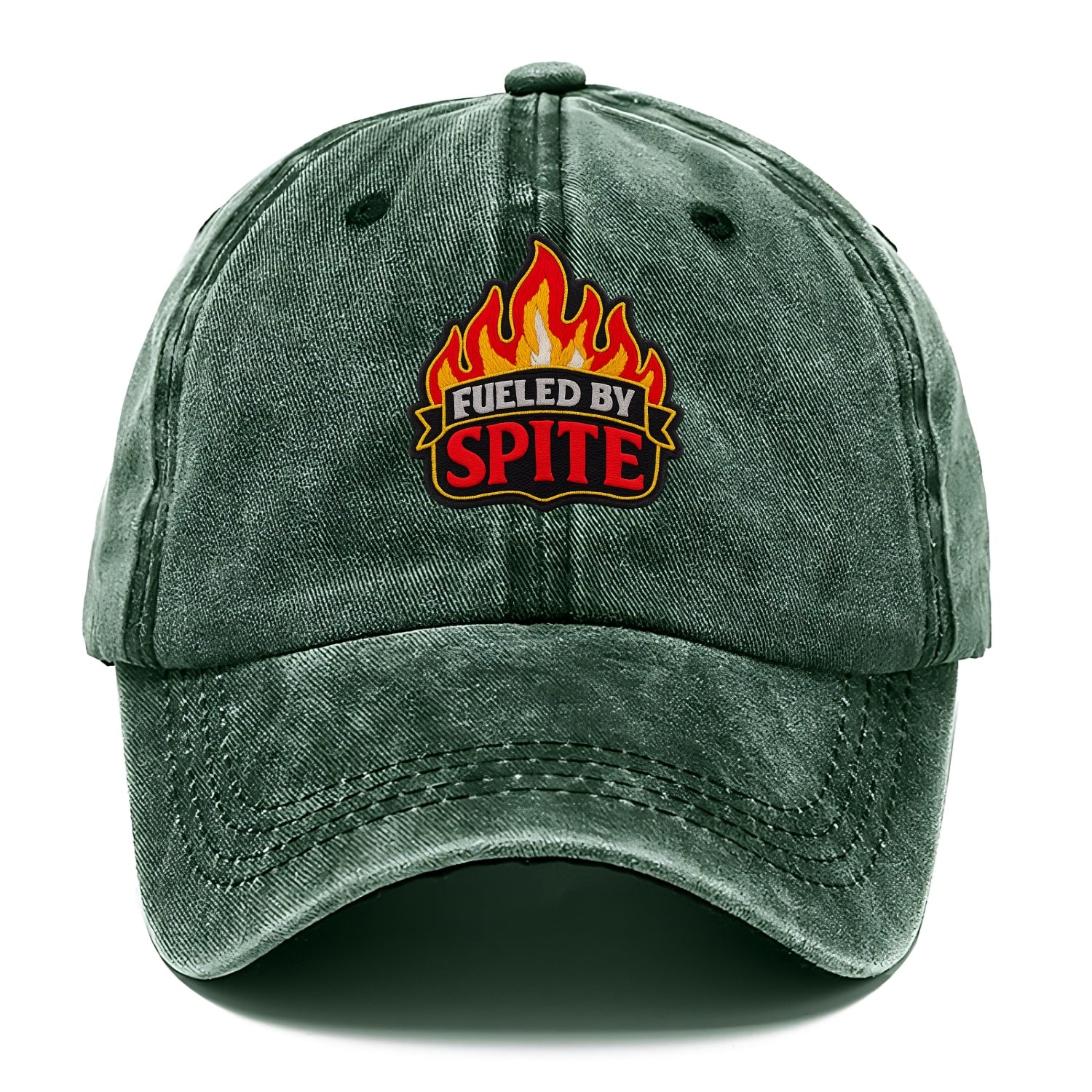 FUELED BY SPITE - fire with text in black and red , petty motivation - Classic Cap - Forest Mist(Green)