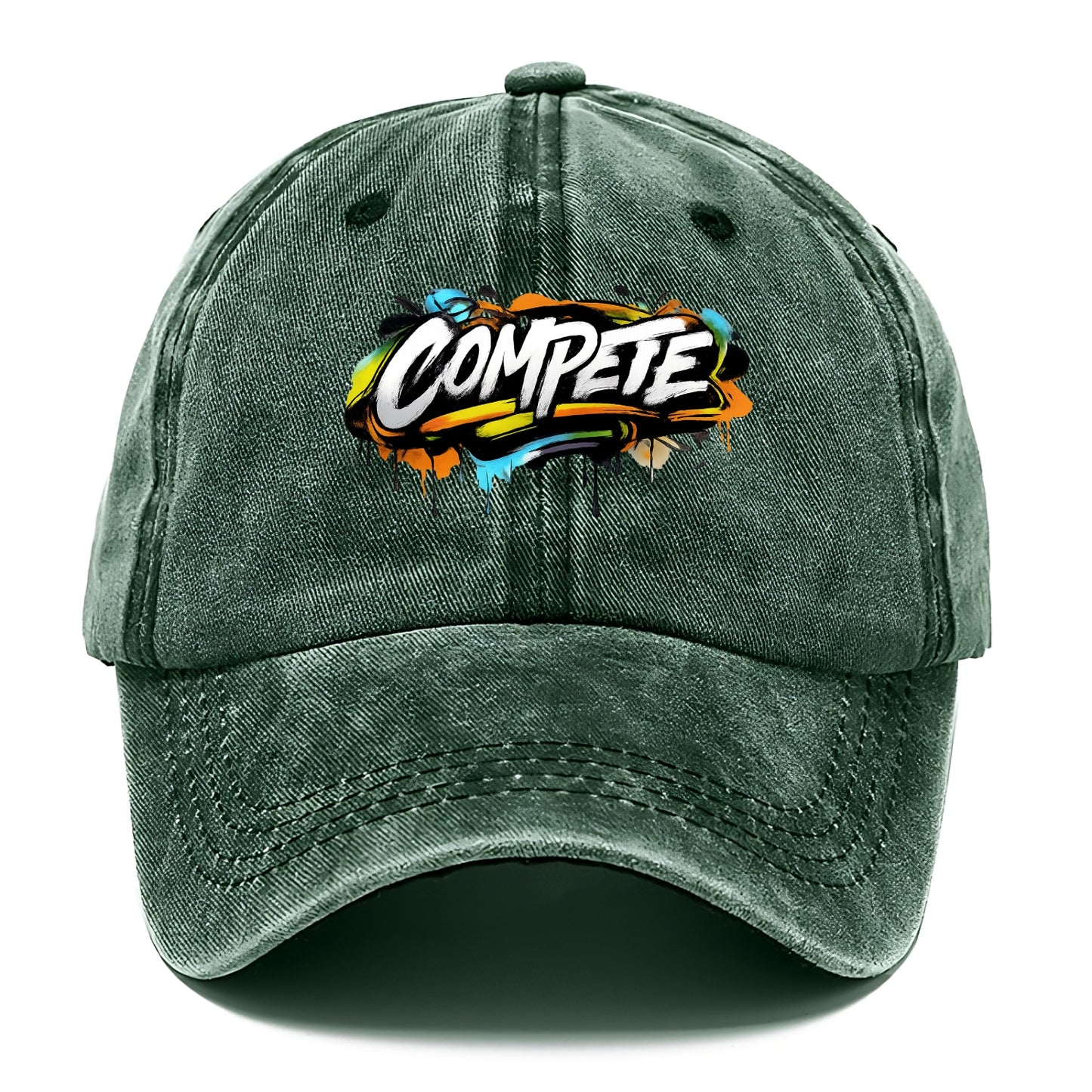 Bold typography design - "COMPETE" - competitive spirit, love the game - Classic Cap - Forest Mist(Green)