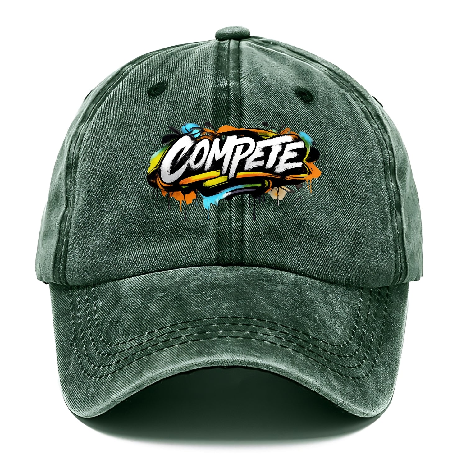 Bold typography design - "COMPETE" - competitive spirit, love the game - Classic Cap - Forest Mist(Green)