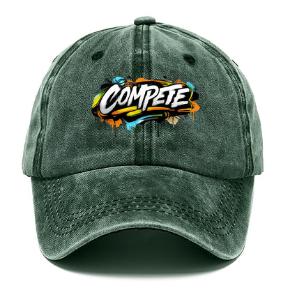 Bold typography design - "COMPETE" - competitive spirit, love the game - Classic Cap - Forest Mist(Green)