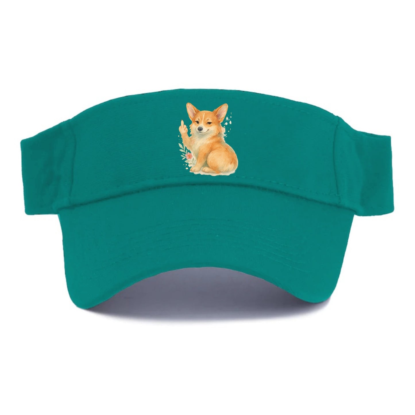Corgi short legs and fluffy butt, one stubby paw up with sass - Visor - Forest Mist(Green)