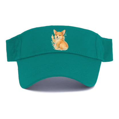 Corgi short legs and fluffy butt, one stubby paw up with sass - Visor - Forest Mist(Green)