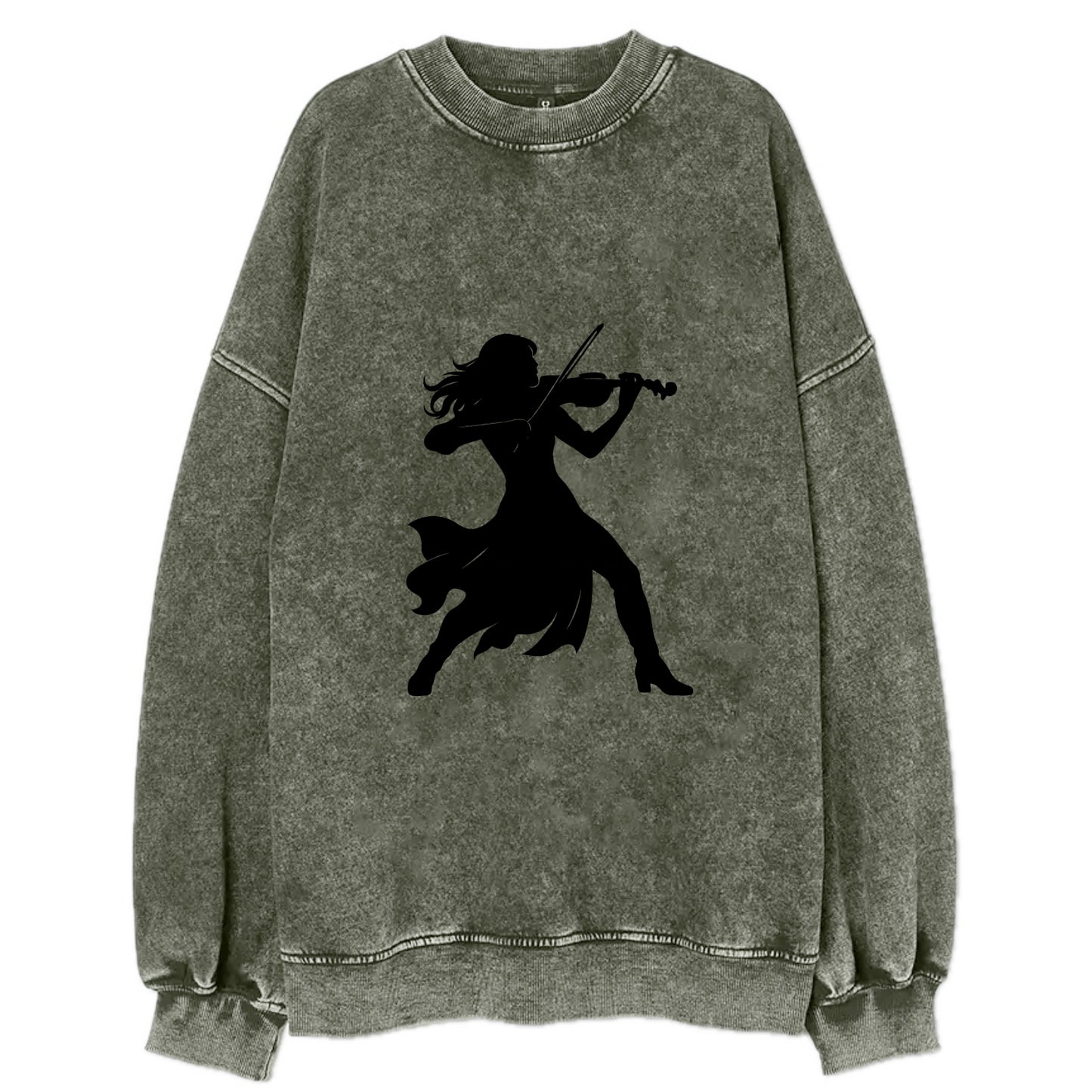 Violinist performing dramatic pose - Vintage Sweatshirt - Forest Mist(Green)