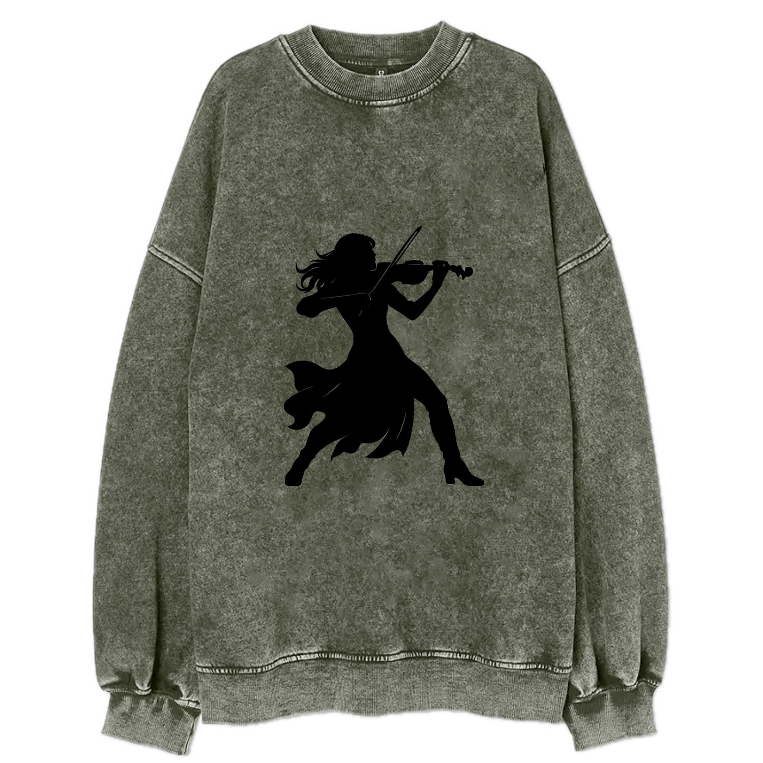 Violinist performing dramatic pose - Vintage Sweatshirt - Forest Mist(Green)