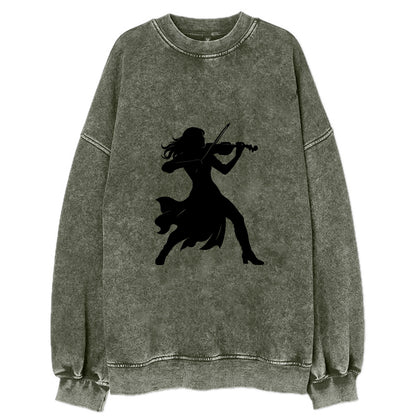 Violinist performing dramatic pose - Vintage Sweatshirt - Forest Mist(Green)