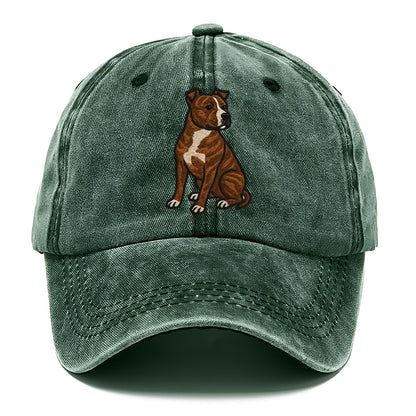 American Staffordshire Terrier - Brindle embroidered pose - Classic Cap - Forest Mist(Green)
