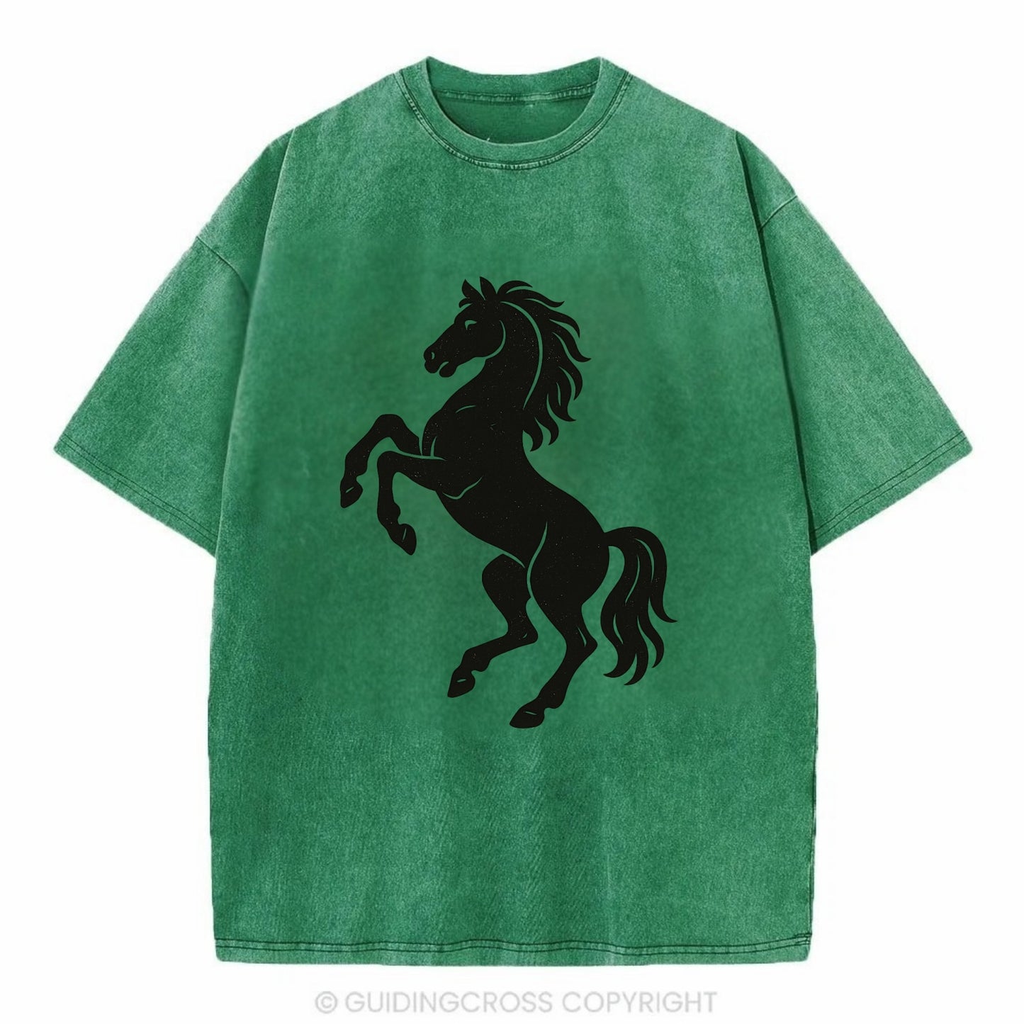 Stallion rearing on hind legs - Vintage T-shirt - Forest Mist(Green)