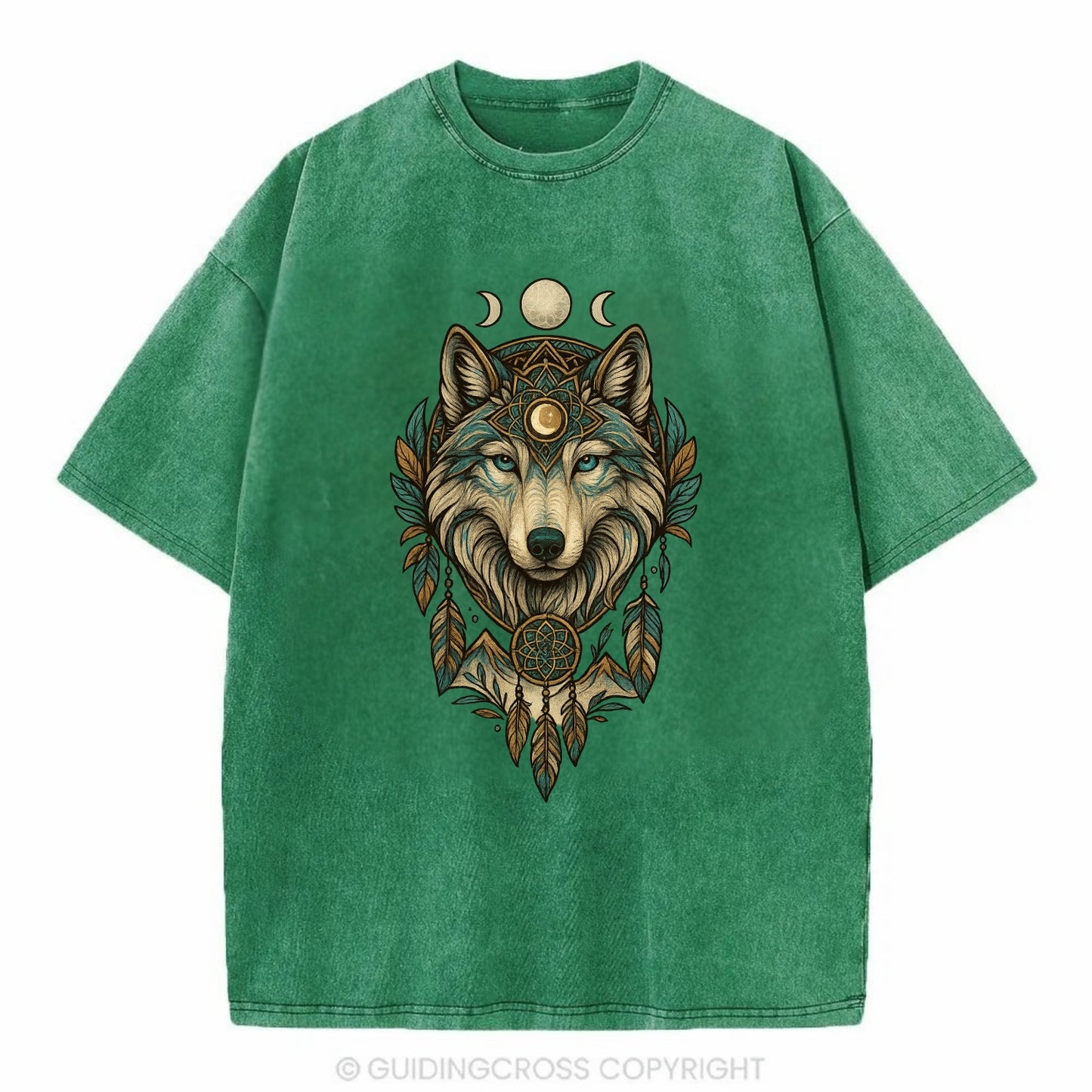Pearl Wolf Shimmer  - Vintage T-shirt - Forest Mist(Green)
