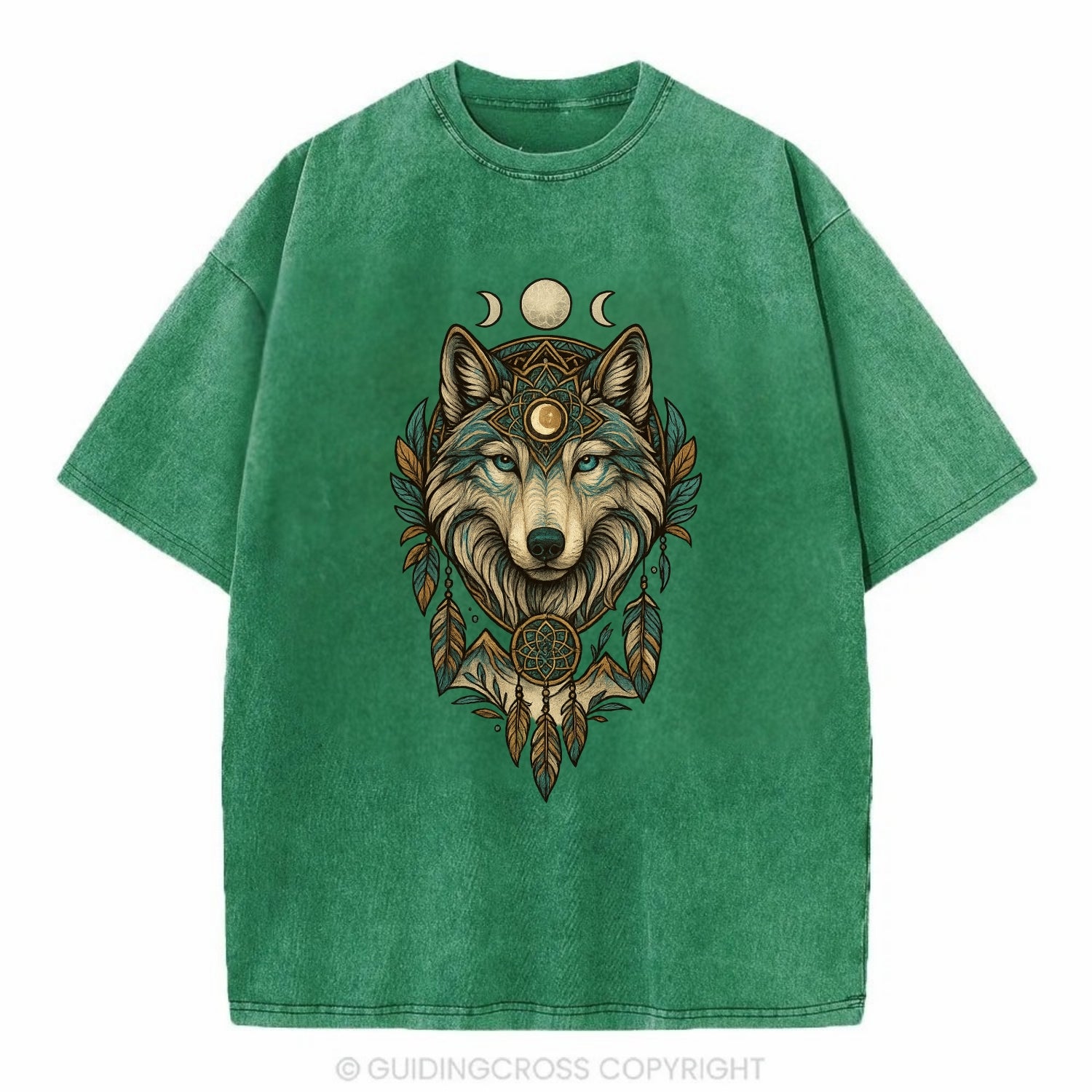 Pearl Wolf Shimmer  - Vintage T-shirt - Forest Mist(Green)