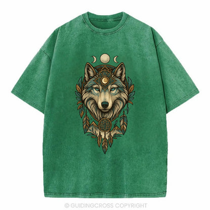 Pearl Wolf Shimmer  - Vintage T-shirt - Forest Mist(Green)