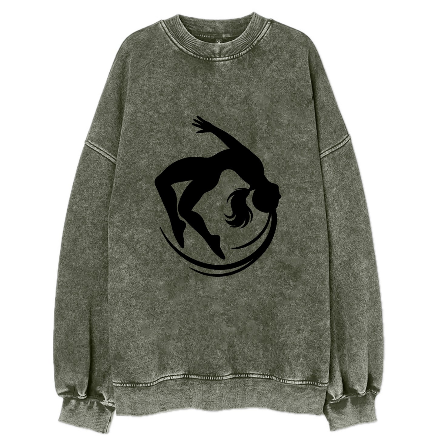 Gymnast mid-backflip rotation - Vintage Sweatshirt - Forest Mist(Green)