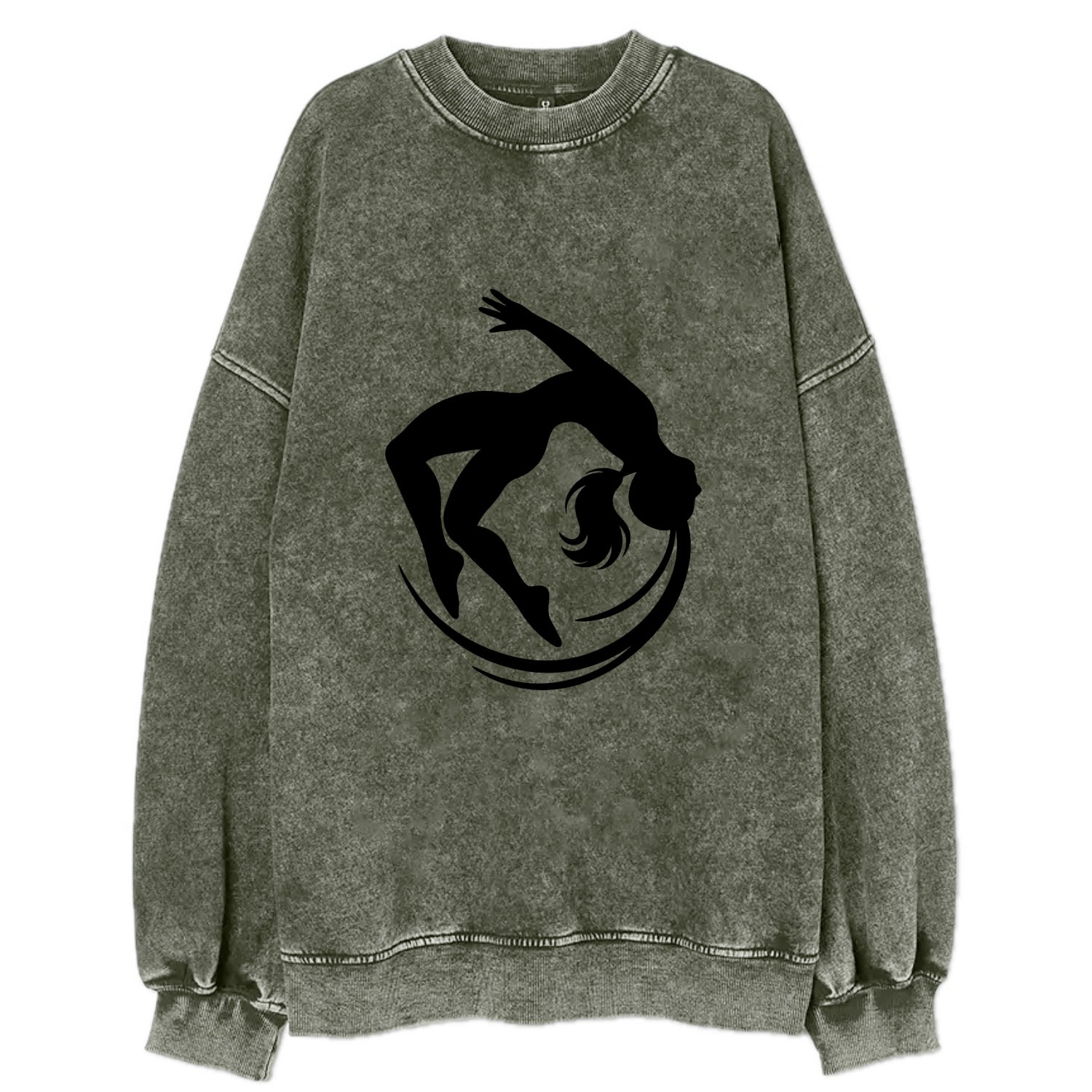 Gymnast mid-backflip rotation - Vintage Sweatshirt - Forest Mist(Green)