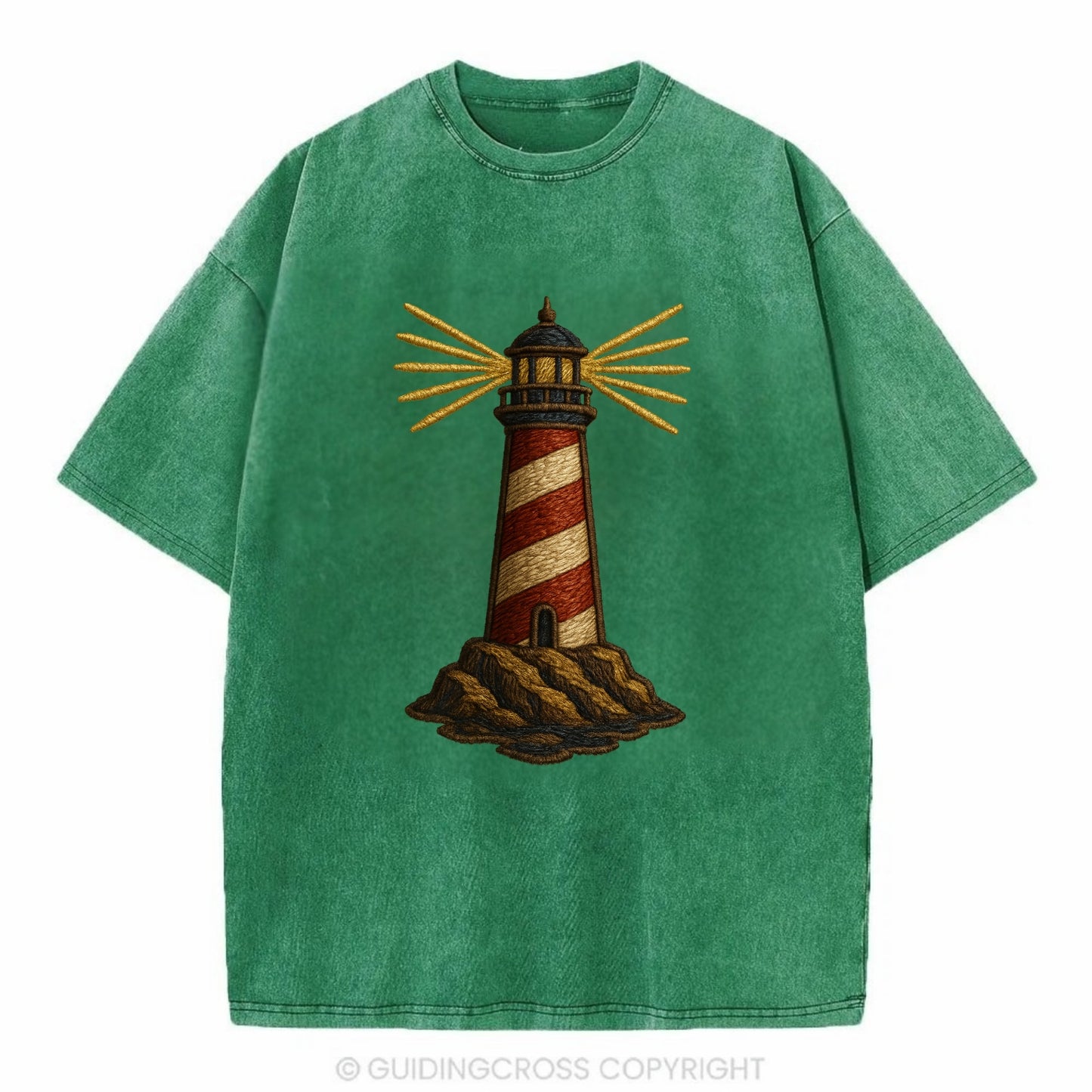 Lighthouse  - Vintage T-shirt - Forest Mist(Green)
