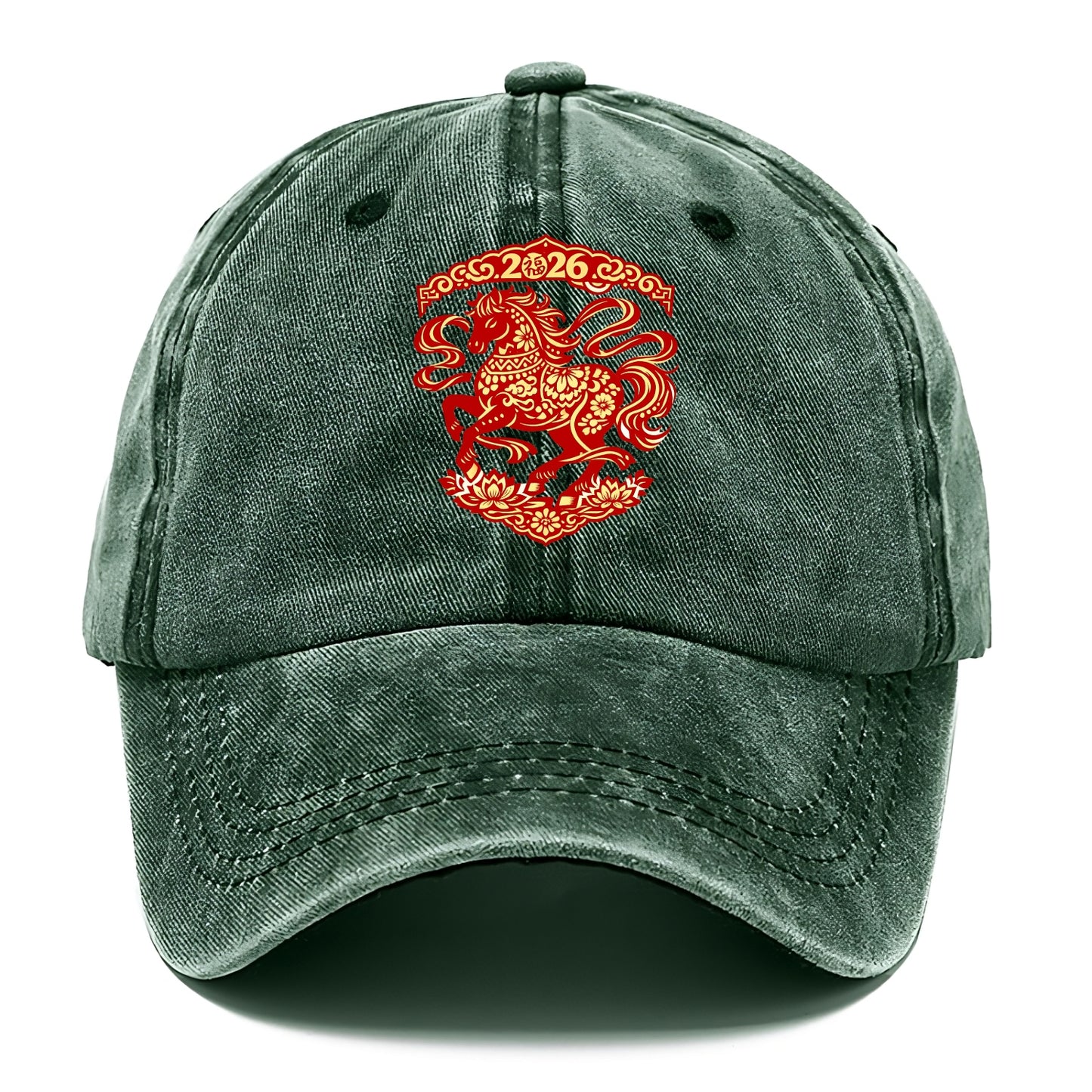 DANCING HORSE | Elegant prancing horse in motion | Graceful curved pose | Floating - Classic Cap - Forest Mist(Green)