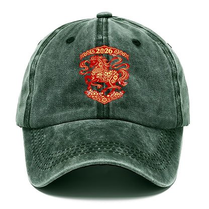 DANCING HORSE | Elegant prancing horse in motion | Graceful curved pose | Floating - Classic Cap - Forest Mist(Green)