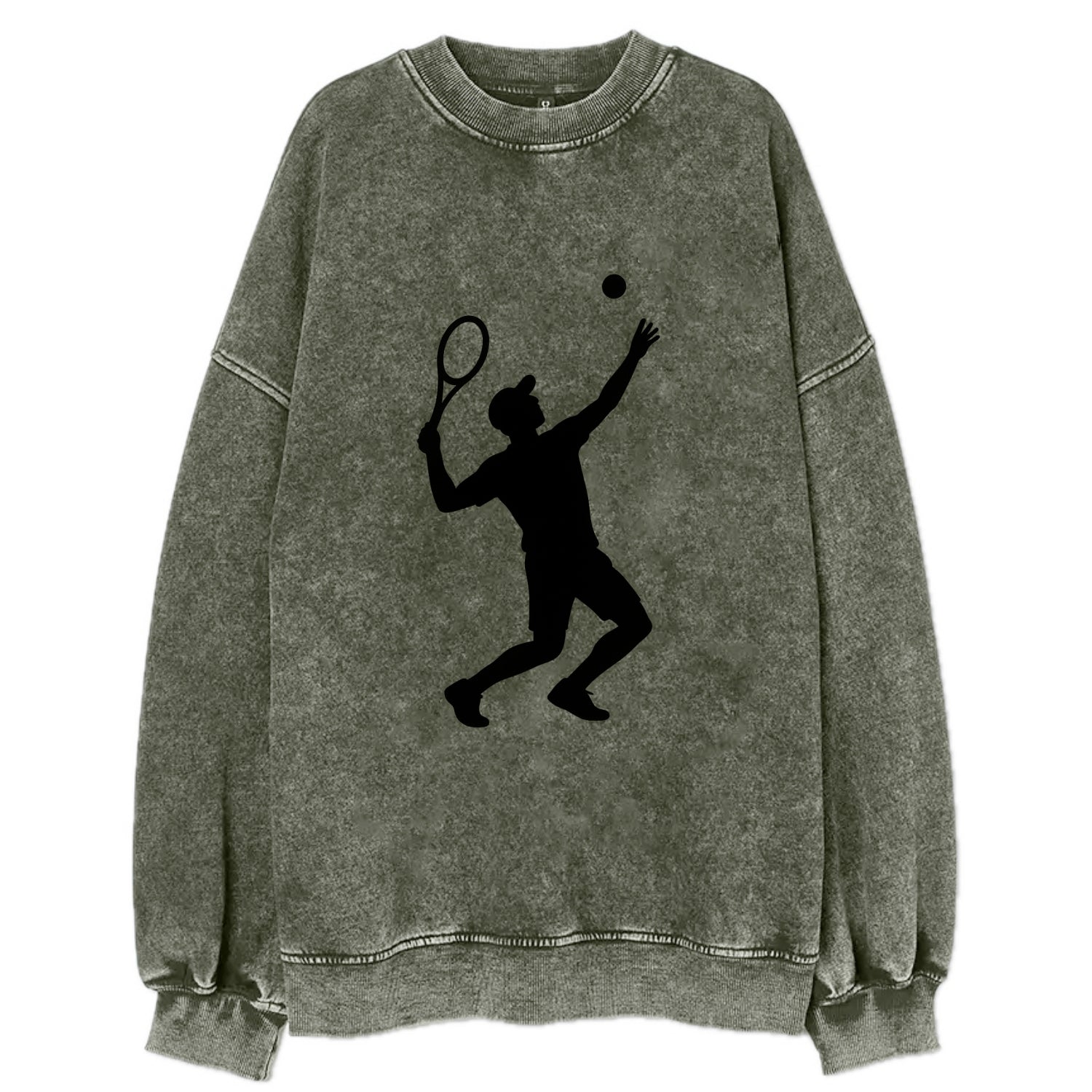 Tennis player serving powerful shot - Vintage Sweatshirt - Forest Mist(Green)