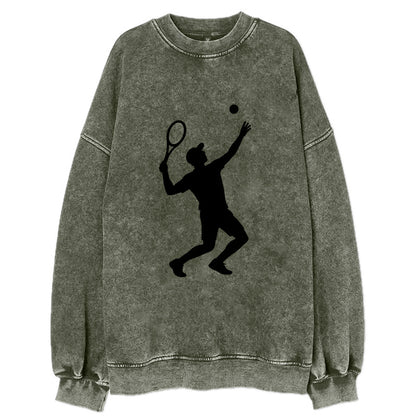 Tennis player serving powerful shot - Vintage Sweatshirt - Forest Mist(Green)